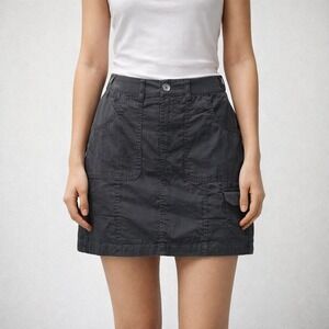 Briara Cargo Skirt Womens  Size 4 Black Cotton Stretch Goth Casual Chic Outdoor